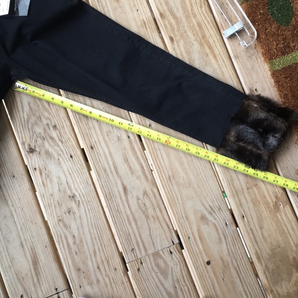 👖Zara Black High Rise w/ Fur Cuff Jeans 👖 - Picture 7 of 9